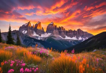 Obraz premium breathtaking majestic peaks vivid skies rich textures capturing splendor serenity, mountain, summit, sky, cloud, horizon, nature, landscape, vista