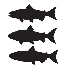 Silhouette of arctic char fish stock illustration, Fish vector illustration.