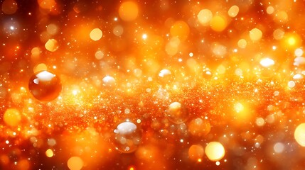 Abstract Orange Glitter Background With Sparkling Lights