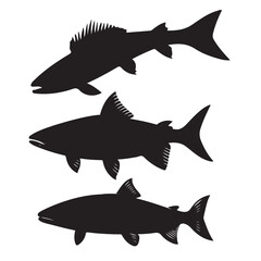 Silhouette of arctic char fish stock illustration, Fish vector illustration.