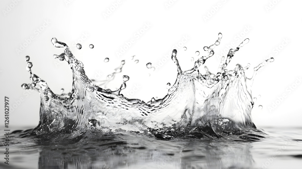 Poster Powerful water splash in motion with dynamic fluid movement and energetic liquid disturbance  Abstract photography capturing the chaotic and turbulent nature of water flow with splashes ripples