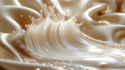 Creamy Liquid Splashing on Smooth Satin Fabric