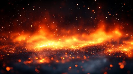 Abstract fiery orange sparks glitter background