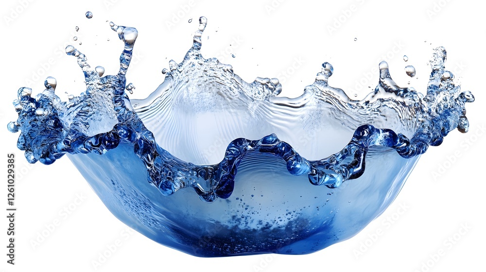 Poster splashing turquoise blue water movement with bubble and wave liquid texture background dynamic fluid