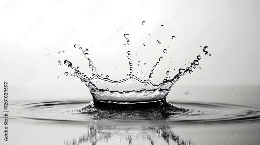 Leinwandbilder Splashing water droplet creating beautiful ripple effect in a minimalist elegant and serene composition  The transparent liquid movement and reflections result in an and captivating visual
