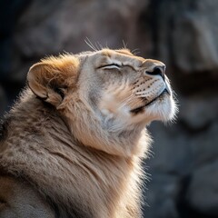 Majestic African Lion Relaxing Peaceful Close up Portrait Serene Wildlife