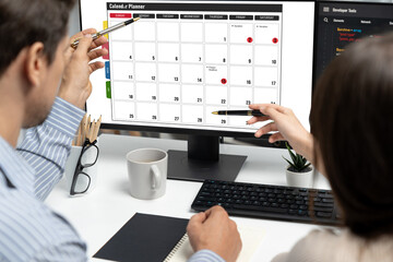 Calendar on computer software application for brisk schedule planning for personal organizer and...