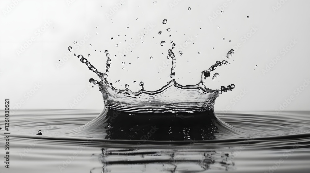 Fototapete Striking water splash formation with a crown like shape showcasing the dynamic and fluid nature of liquid in motion  This abstract and creative image captures the purity transparency