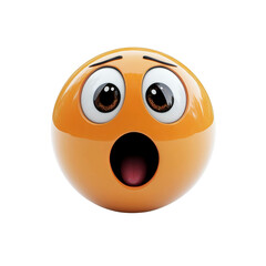 3D Render of a Surprised Emoticon with Wide Eyes and Open Mouth