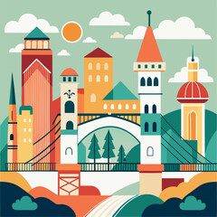 City Illustration Logo background 