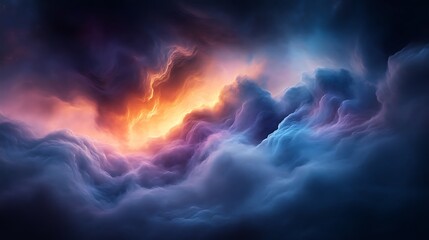 Celestial Cloudscape Illuminated By Fiery Orange Glow