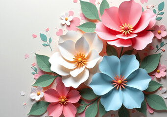 Fototapeta premium abstract floral design features paper flowers trendy background floral