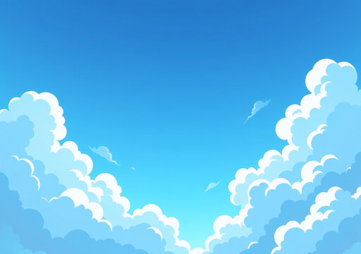 anime background features clean vector blue sky clouds stylized blue
