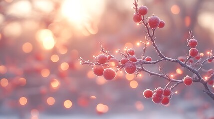 Frosty Berries Glimmering in Winter Sunlight