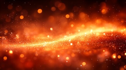 Abstract Orange Glitter Background With Lights