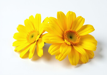 Naklejka premium calendula flowers yellow isolated white