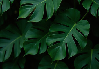 clean tropical plant leaves create dark green foliage nature
