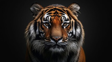 Fototapeta premium Majestic Close Up Portrait of a Powerful Malayan Tiger Wild Cat Intense Gaze Wildlife Photography