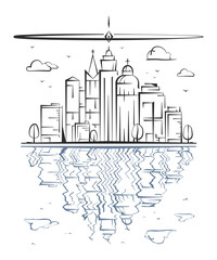 Obraz premium city skyline with reflection