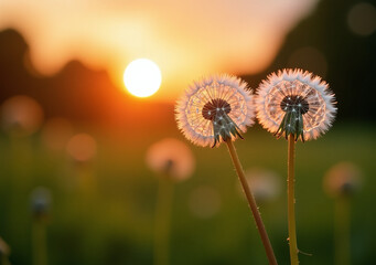 dandelions bloom sunset causing allergic reactions bokeh
