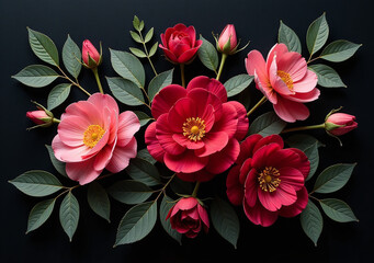 dark floral card features beautiful bouquet black background vintage