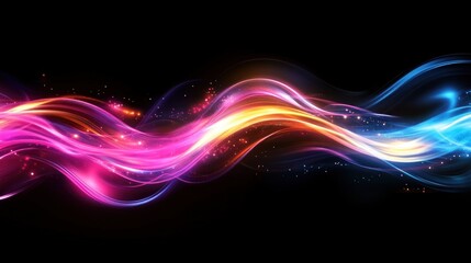Abstract glowing wave energy flow, dark background, website header