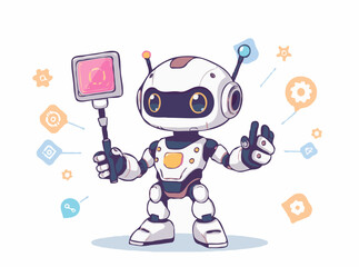 Robotic AI Technology Concept Art in Vector Graphic