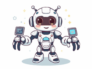 Robotic AI Technology Concept Art in Vector Graphic