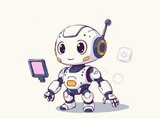 Robotic AI Technology Concept Art in Vector Graphic