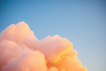 Soft pink clouds blend with serene blue sky, creating tranquil a