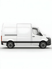 White van isolated on white background for delivery or transport. Copy space for ad