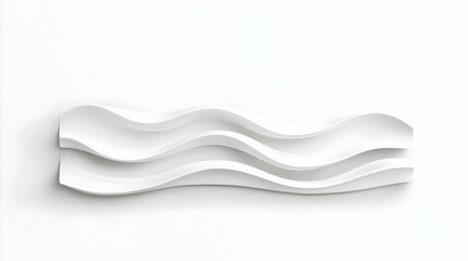 White wave sculpture on white background. Simple art decoration, interior design element