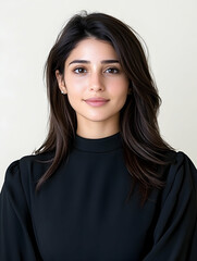 Woman portrait, headshot, against white background. Use for beauty ads or generic profile picture