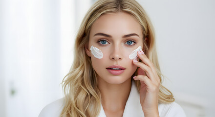 Obraz premium Professional shot of a beauty model applying cream