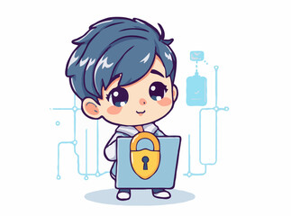 Cyber Security and Data Protection Vector Illustration