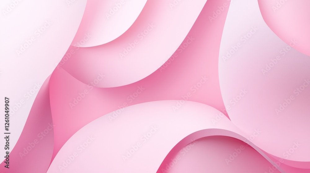 Poster smooth, undulating pink forms create a visually appealing abstract composition, ideal for background