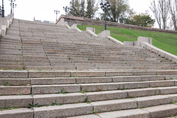 View of empty stone stairs in park