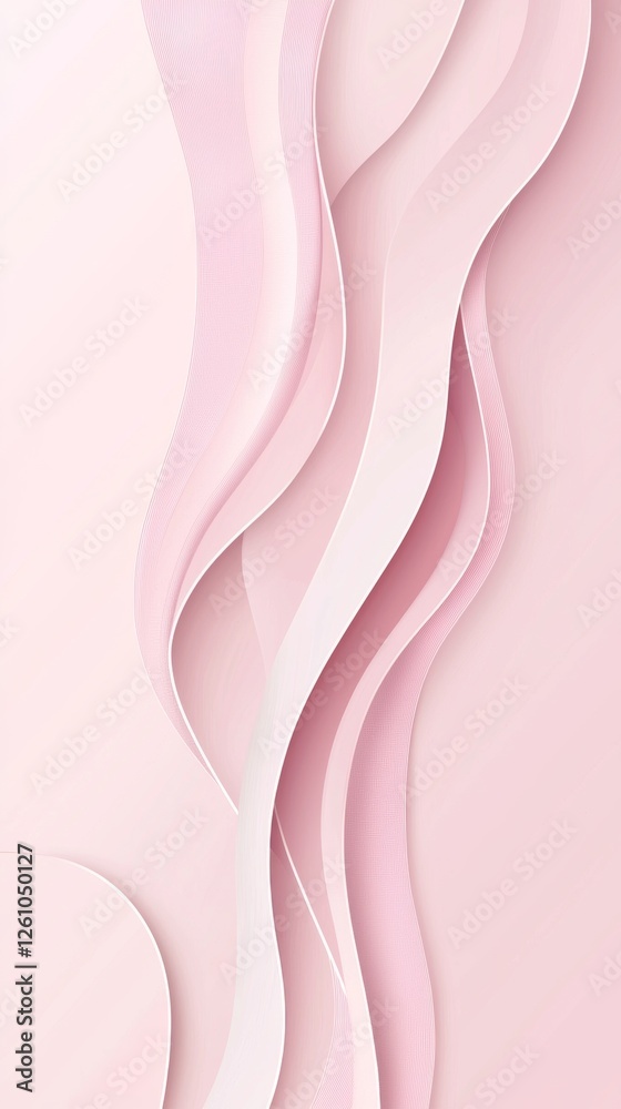 Poster smooth, undulating lines in shades of pink and white create a visually appealing layered effect, for
