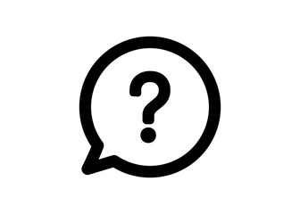 Question mark icon in the speech bubble. Line pictogram
