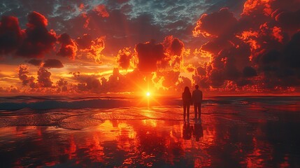 A couple watching the sunrise together on the first day of the new year, embracing the beauty and promise of a new beginning