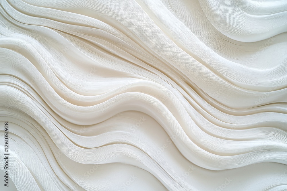 Poster smooth white layers forming a wavy pattern create an abstract textured background, perfect for desig