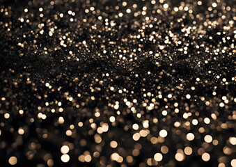 Naklejka premium Golden abstract sparkling glitter bokeh background with lights and depth.