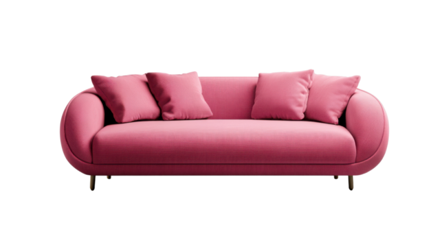 Modern pink sofa isolated on transparent background with clipping path - Powered by Adobe