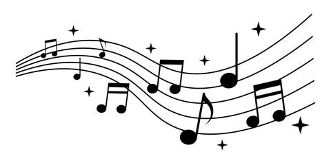 音符　キラキラ　ウェーブ　あしらい　イラスト