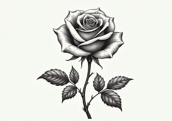 isolated rose illustration made black ink paper vector techniques crisp design