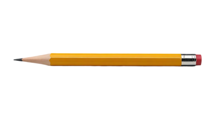 A single yellow pencil isolated on transparent background