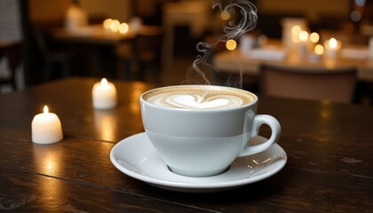 Elegant Coffee Date Setting with Heart Latte