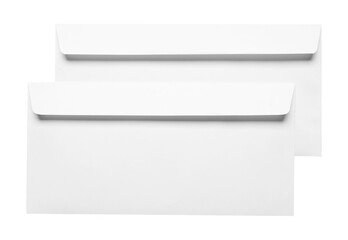 Envelopes isolated on white, top view. Mockup for design