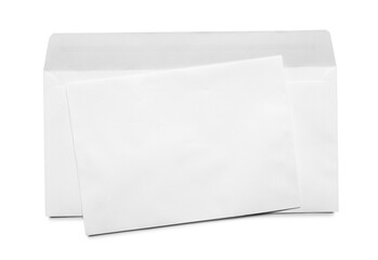 Envelopes isolated on white, top view. Mockup for design