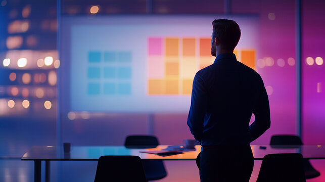 Creative Director Leading Design Brainstorming Session in Modern Room - Powered by Adobe